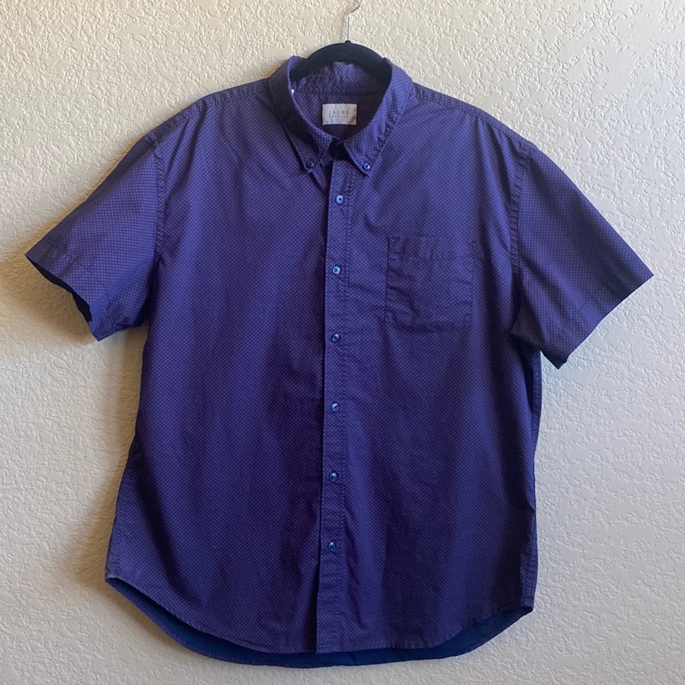 Men’s Jachs New York Short Sleeve Button Down Shirt-Size XL, navy blue